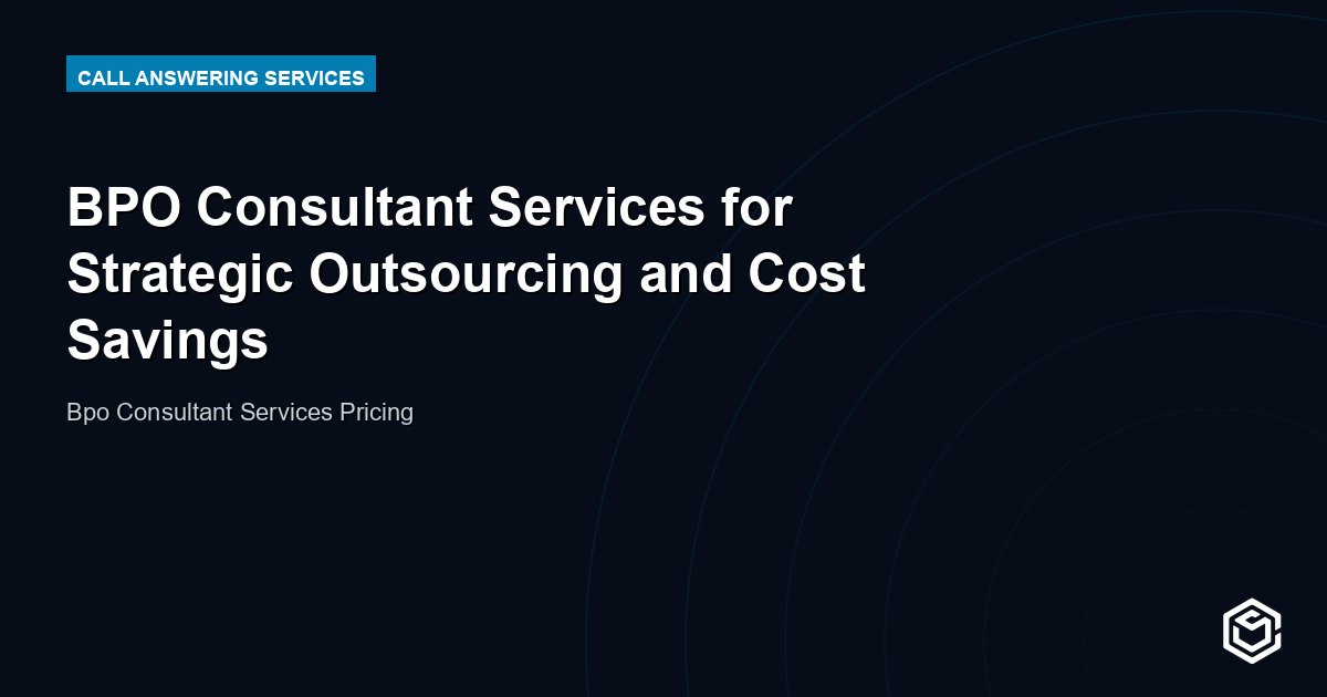 BPO Consultant Services for Strategic Outsourcing and Cost Savings