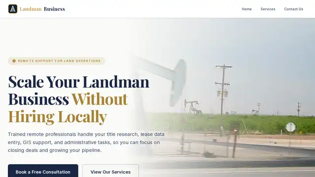 Landman Business virtual assistant company website screenshot