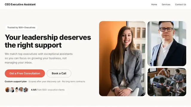 CEO Executive Assistant virtual assistant company website screenshot
