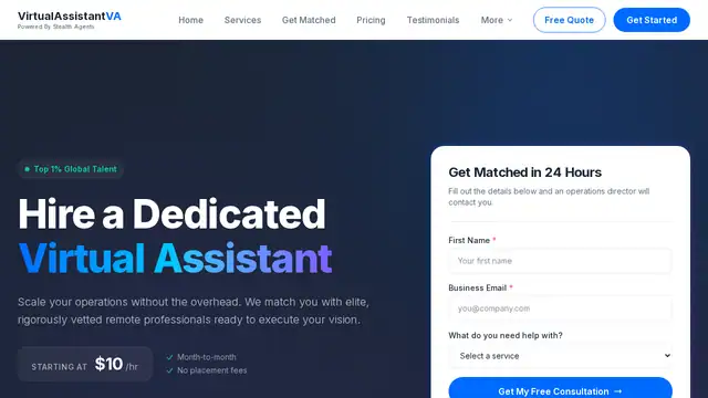 Virtual Assistant VA virtual assistant company website screenshot