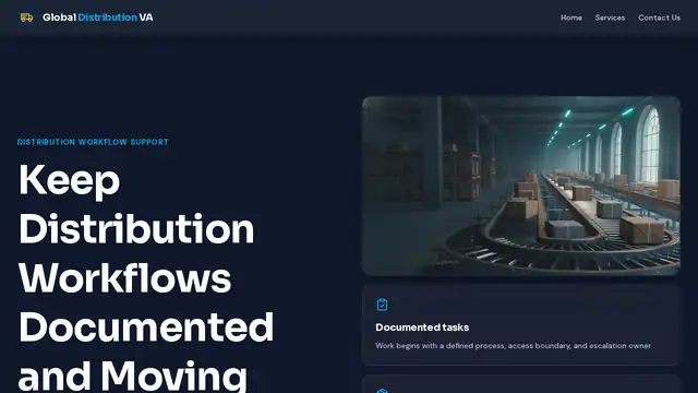 Global Distribution VA virtual assistant company website screenshot