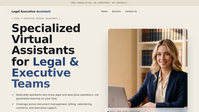Legal Executive Assistant virtual assistant company website screenshot