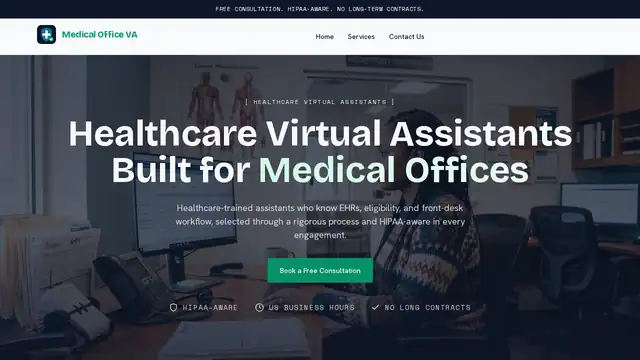 Medical Office Va virtual assistant company website screenshot