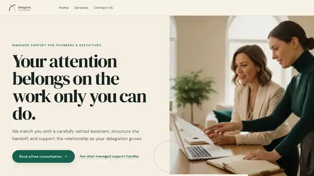 Delegation Assistant virtual assistant company website screenshot