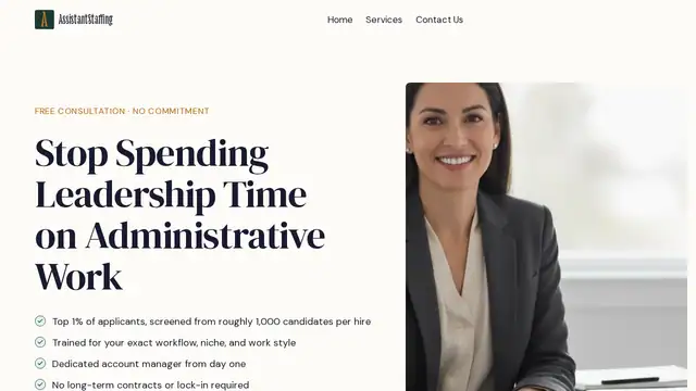 Assistant Staffing virtual assistant company website screenshot