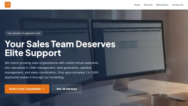 Sales Support Staff virtual assistant company website screenshot