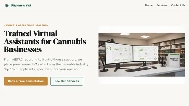 Dispensary VA virtual assistant company website screenshot
