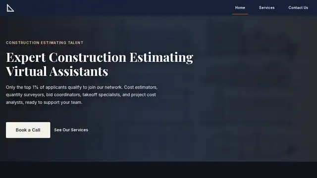 Hire Construction Estimator virtual assistant company website screenshot