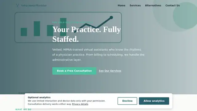 Solopreneur Physician virtual assistant company website screenshot