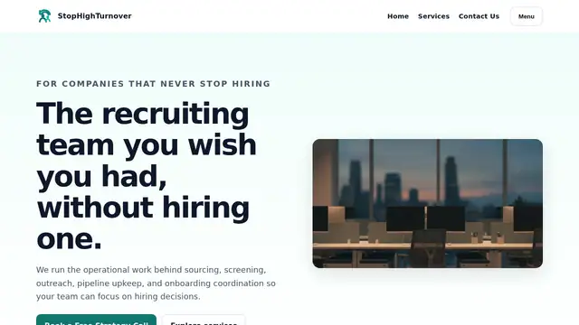 Stop High Turnover virtual assistant company website screenshot