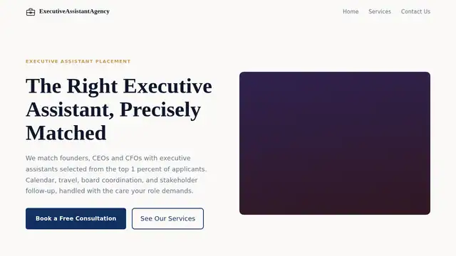 Executive Assistant Agency virtual assistant company website screenshot
