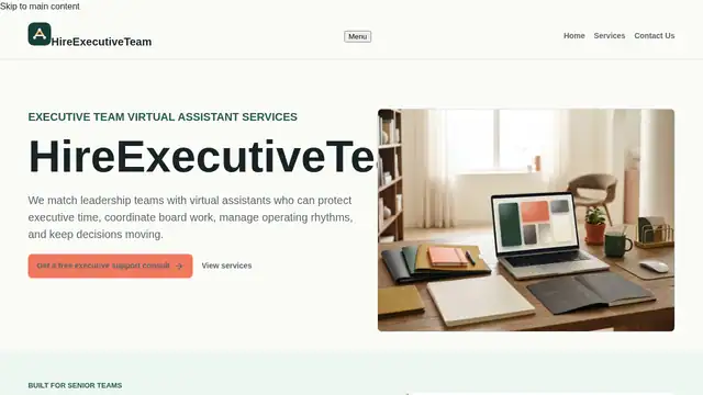 Hire Executive Team virtual assistant company website screenshot
