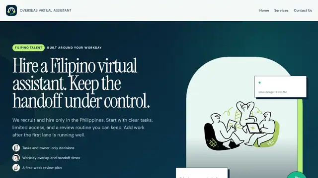 Overseas Virtual Assistant virtual assistant company website screenshot
