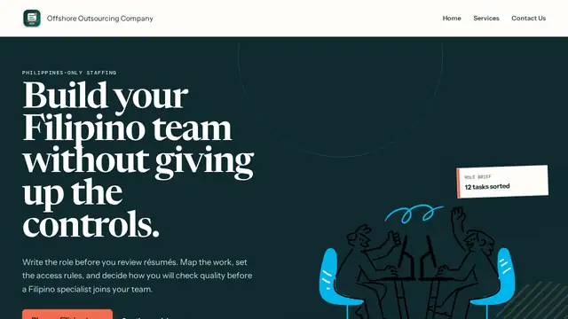 Offshore Outsourcing Company virtual assistant company website screenshot