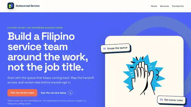 Outsourced Service virtual assistant company website screenshot