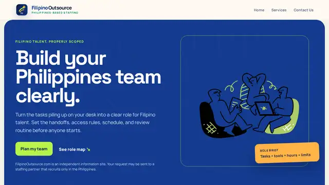 Filipino Outsource virtual assistant company website screenshot