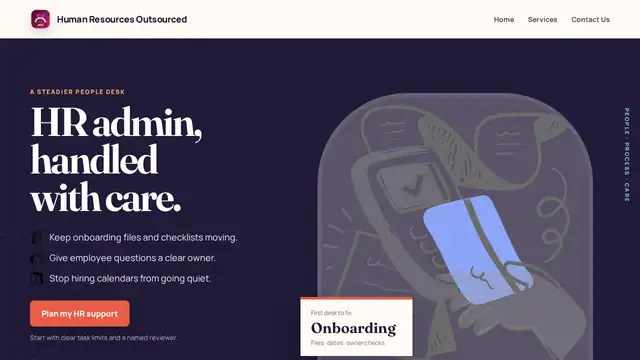 Human Resources Outsourced virtual assistant company website screenshot