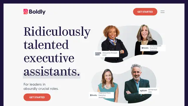 Boldly virtual assistant company website screenshot
