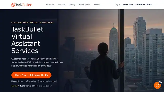 TaskBullet virtual assistant company website screenshot
