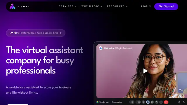 Magic virtual assistant company website screenshot