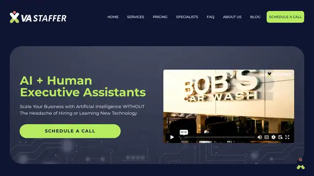 VA Staffer virtual assistant company website screenshot