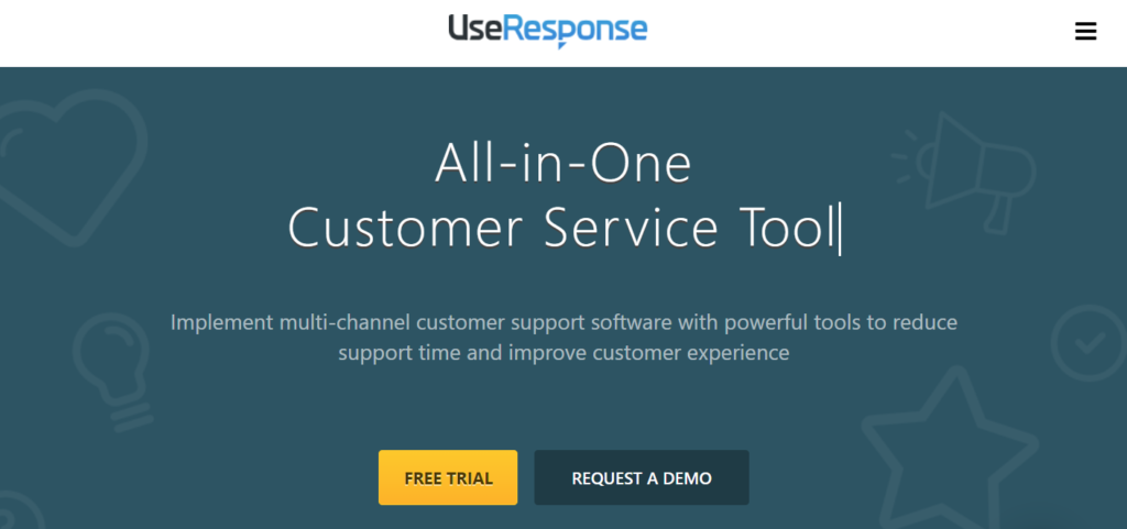 A screenshot of UseResponse home page