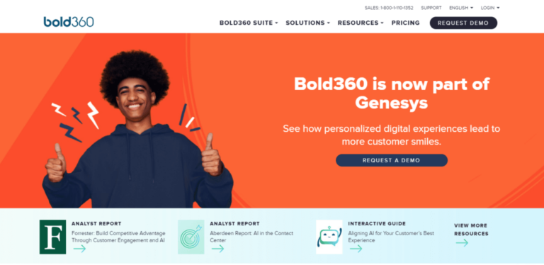 Bold360 live chat engagement and Al software review