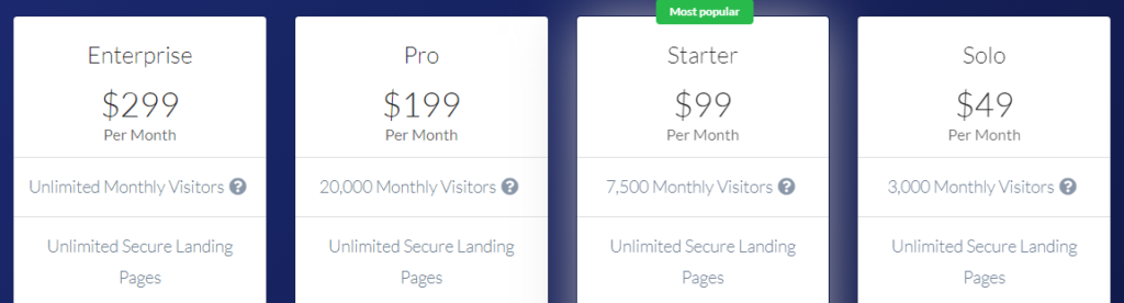 A screenshot of jumplead pricing