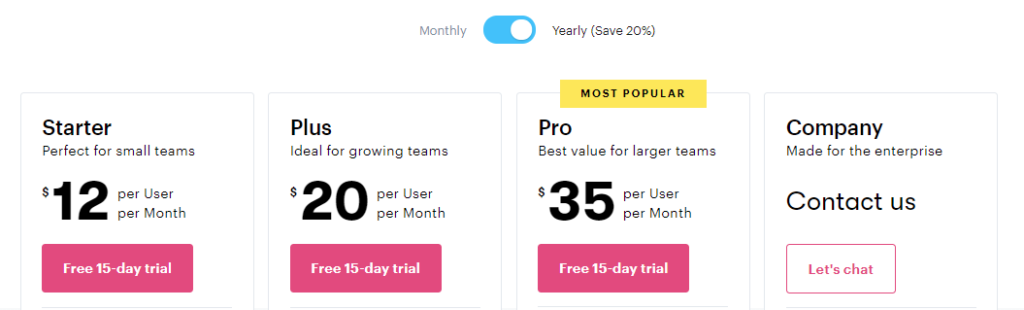 A screenshot of groovehq pricing