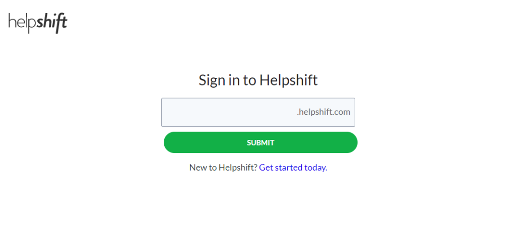 A screenshot of helpshift login page