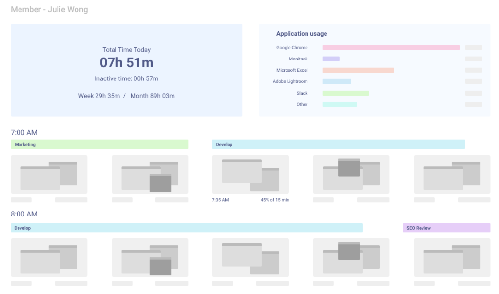 A screenshot of monitask time tracking feature