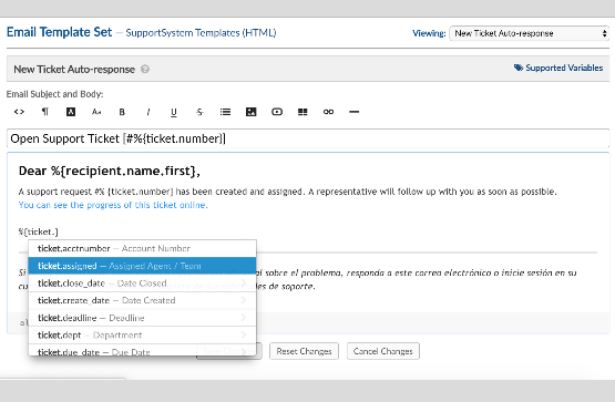 A screenshot of osticket autoresponder feature