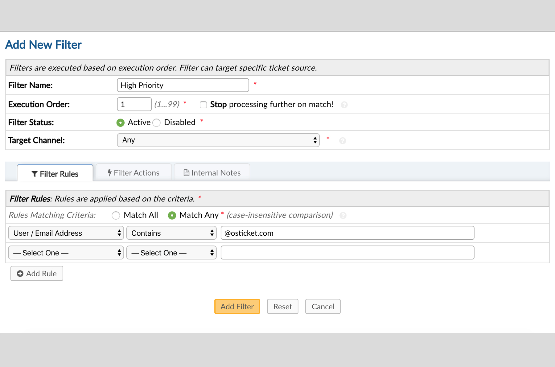 A screenshot of osticket ticket filters feature