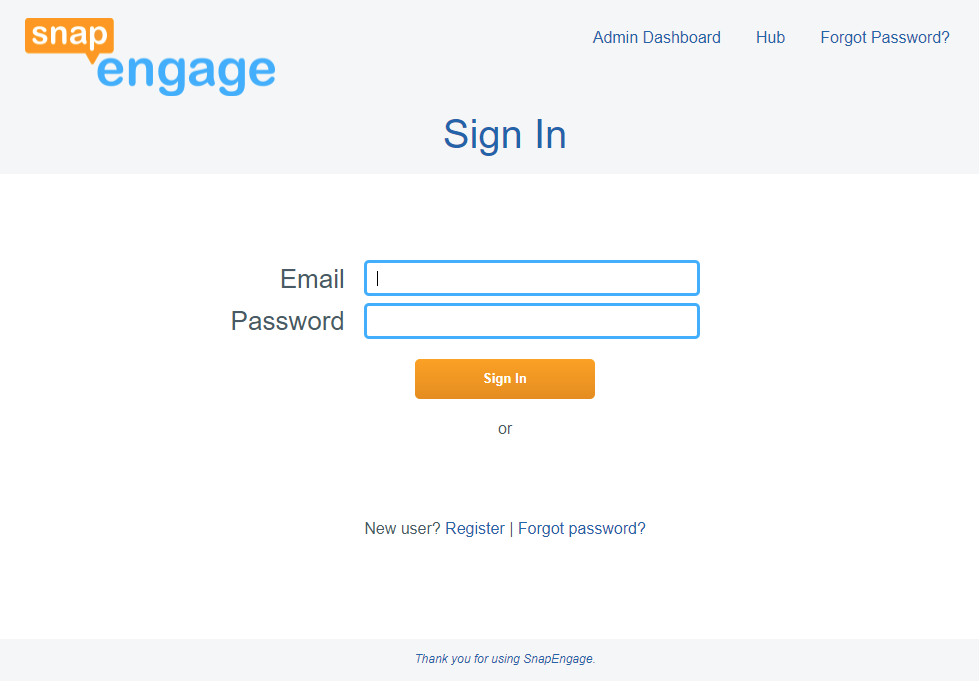 A screenshot of snapengage login page