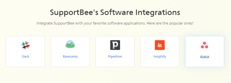 A screenshot of supportbee integrations