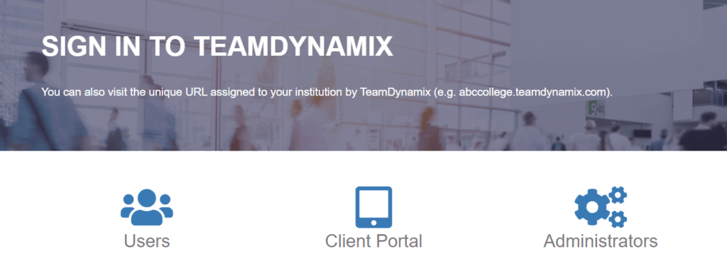 A screenshot of teamdynamix login page