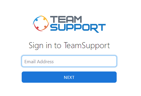 A screenshot of teamsupport login page