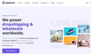 A screenshot of app scenic website as one of the top dropshipping suppliers