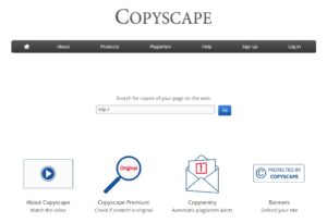 A screenshot of copyscape website for seo tools list