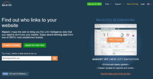 A screenshot of majestic website for seo tools list