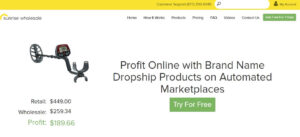 A screenshot of of sunrise wholesale website as one of the dropshipping suppliers