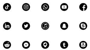 Black circle social media icons