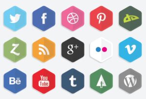 Polygon-shaped social media icons