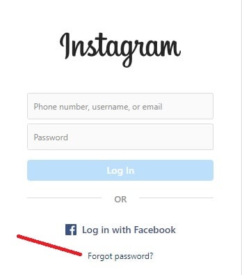 A screenshot of Instagram login page