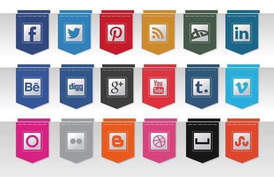 Ribbon social media icons