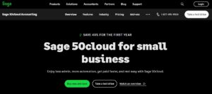 A screenshot of sage 50cloud website