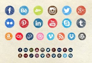 Scribble social networks icon set