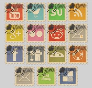 Vintage social media stamps
