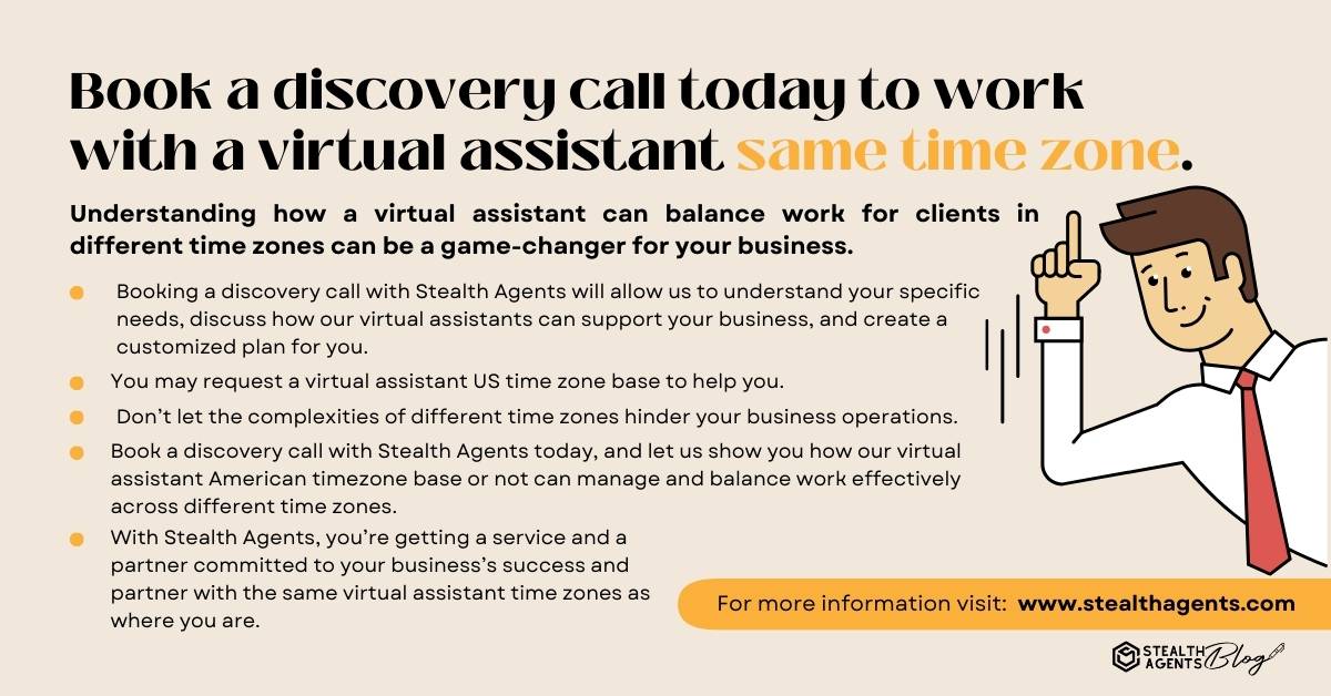 Book a discovery call today to work with a virtual assistant same time zone. 