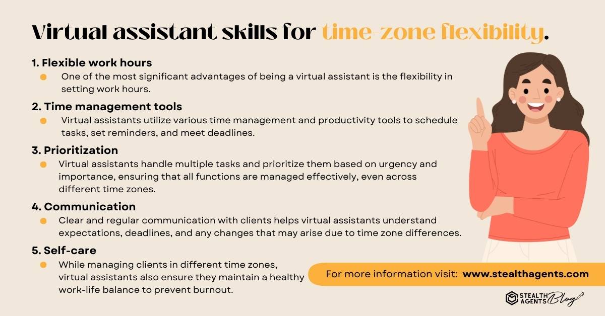 Virtual assistant skills for time-zone flexibility